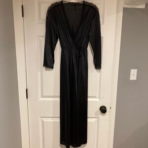 VTG Sheer Madness Dressing Robe Duster Gown S/M Black Wrap Romantic Sexy